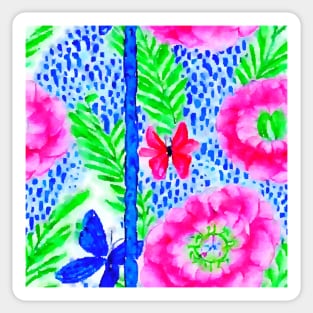 Neon colours floral watercolor pattern Sticker